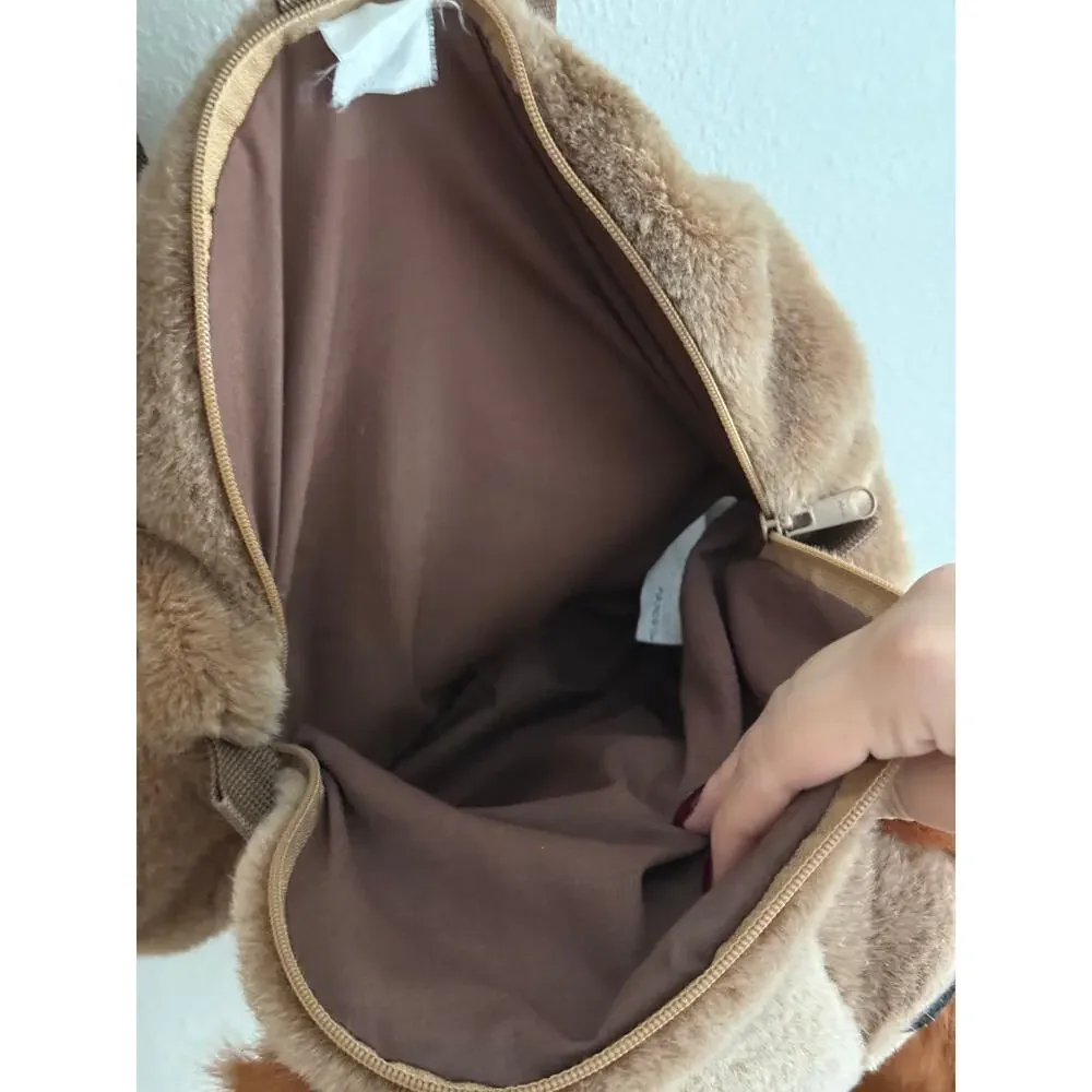 VINTAGE 90s Disney Lady & The Tramp Plush Backpack Bag Fluffy Ears Lady Dog